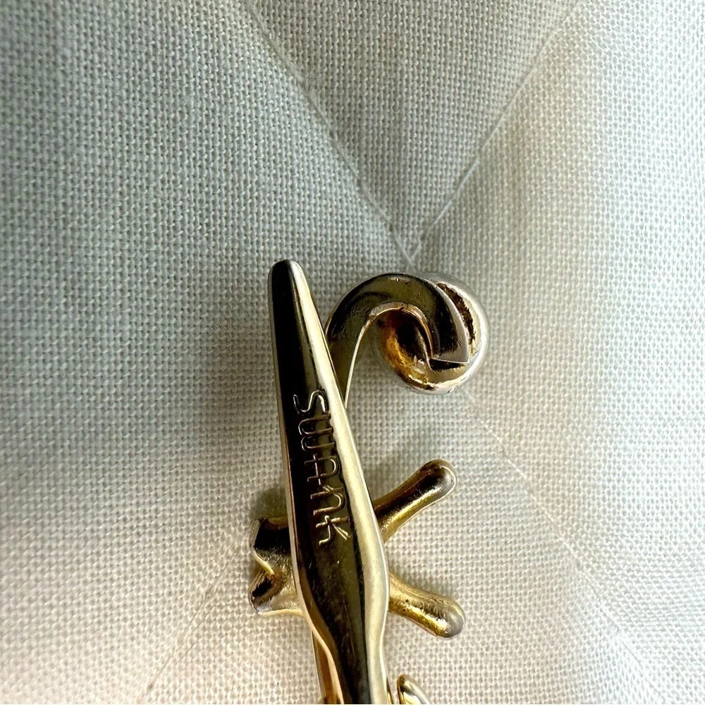 Swank  Gold Tone Lizard Tie Bar Clasp Tie Pin Tie Tack Vintage Classic